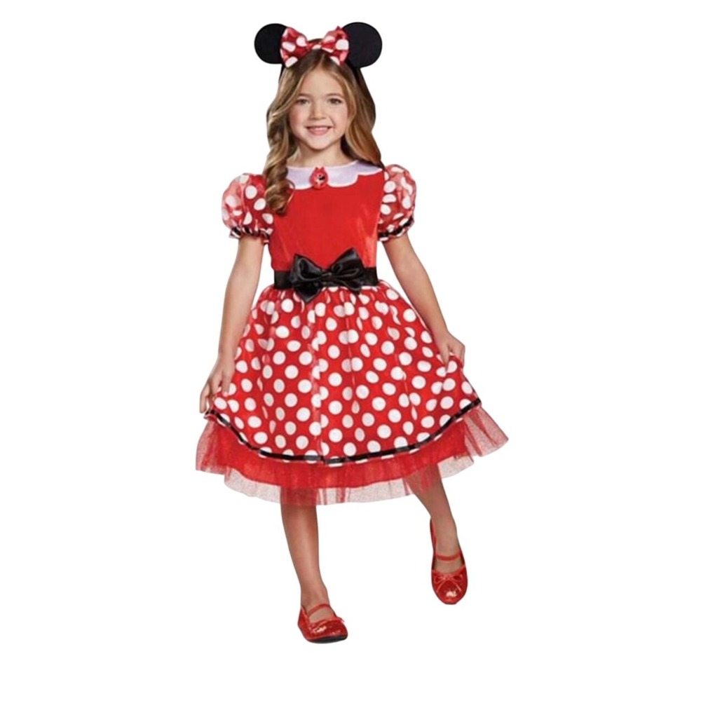 Disney‎ Minnie Mouse Girls Dress Costume Red Polka Dot Bow Halloween
